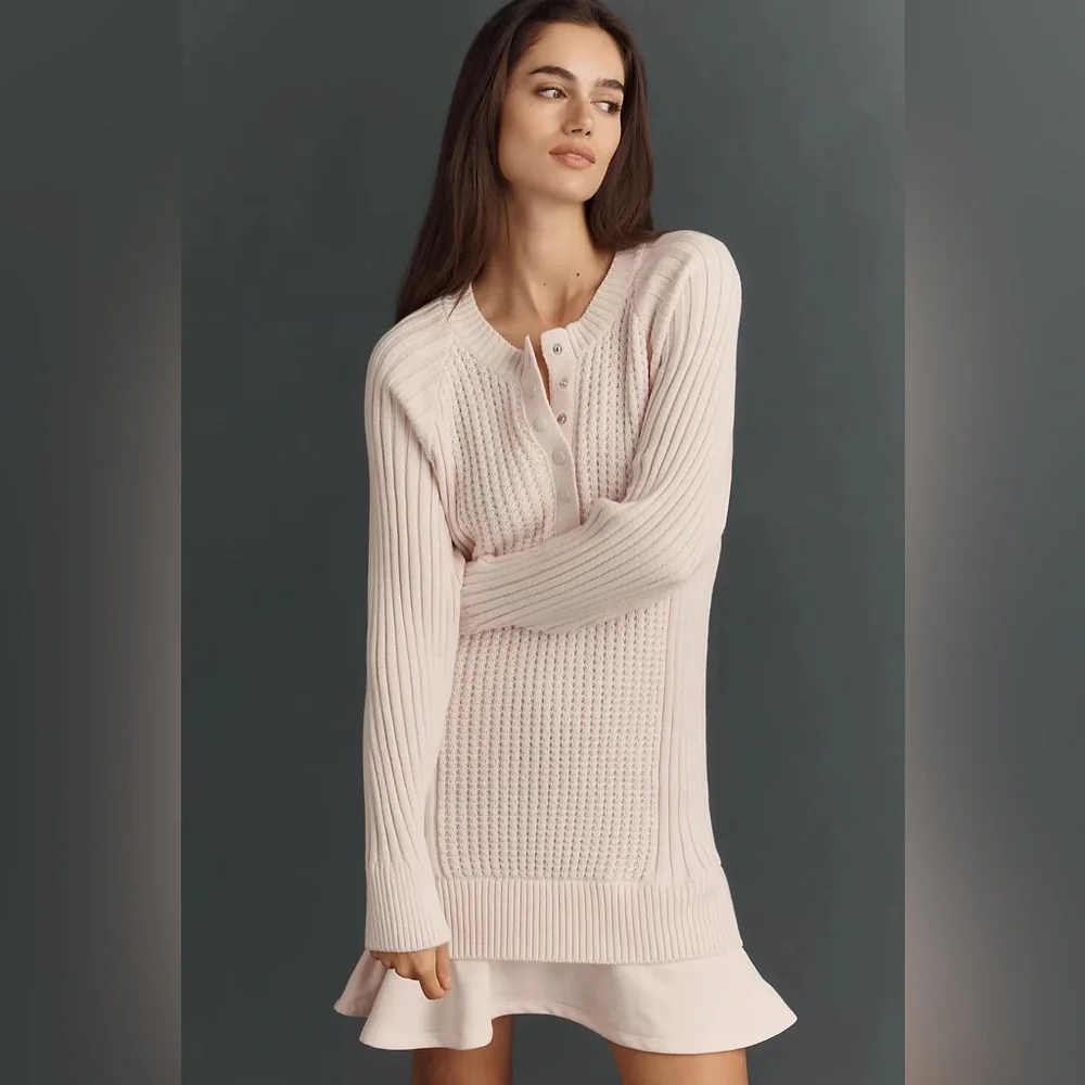 NWT! Anthropologie Daily Practice Twofer Waffle-Knit Mini Dress - Large 🪑